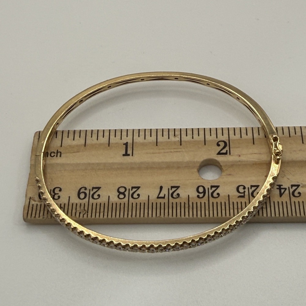 14K Yellow Gold Ladies 1.0 Carat TW Natural Diamond Bangle Bracelet 7.11g J34 - Picture 7 of 11